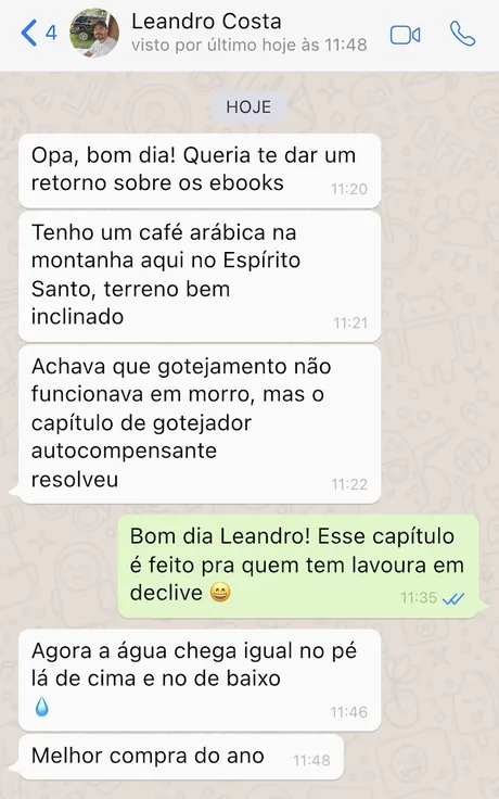 Print da conversa de WhatsApp com Leandro Costa