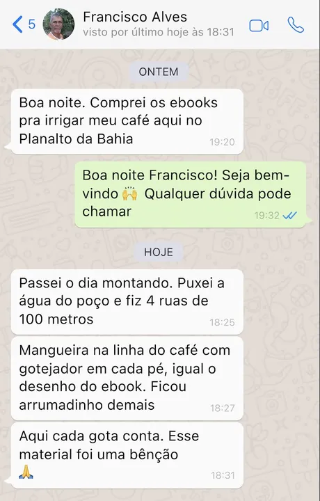 Print da conversa de WhatsApp com Francisco Alves