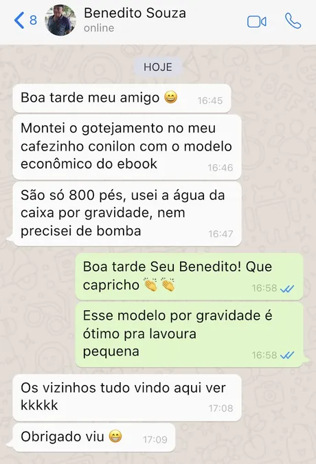 Print da conversa de WhatsApp com Benedito Souza