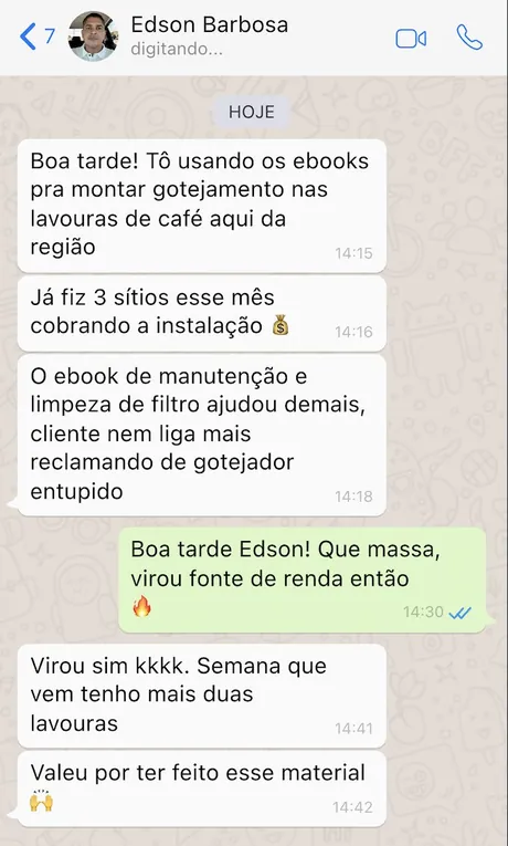 Print da conversa de WhatsApp com Edson Barbosa